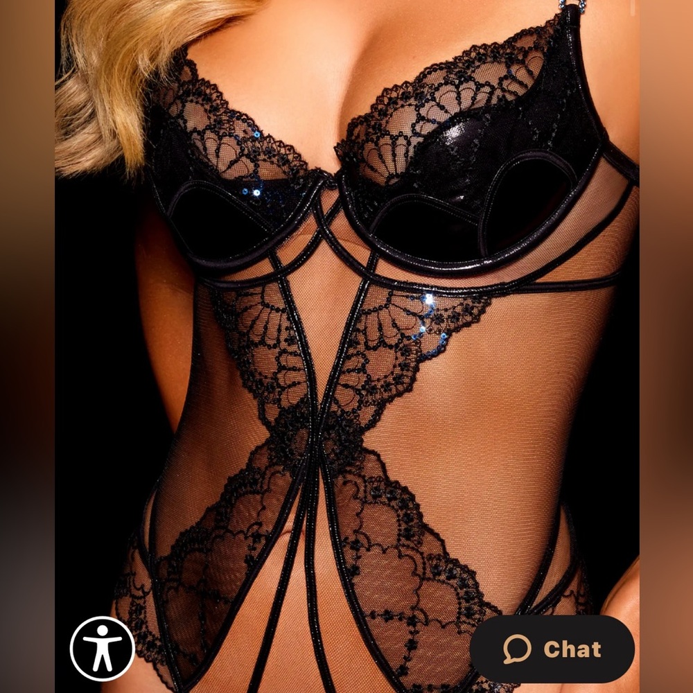 NWT Honey Birdette black Allegra body suit size 32G